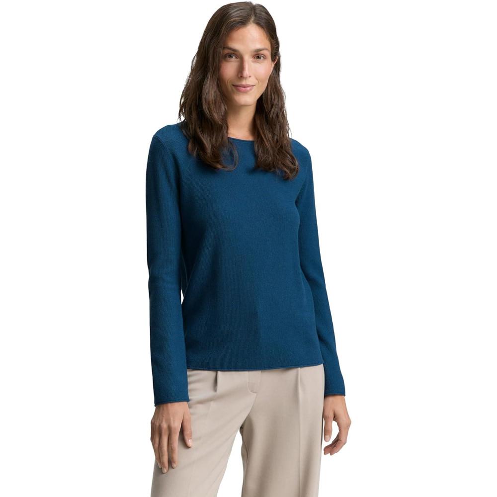 image:imageTOM TAILOR Pull Tricot En Coton Bio Femme13183 Dark Petrol