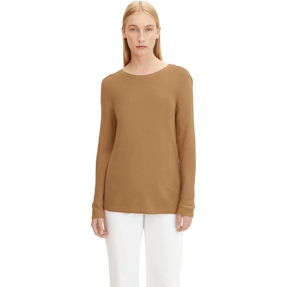 image:imageTOM TAILOR Pull Tricot En Coton Bio Femme27841 Soft Light Camel