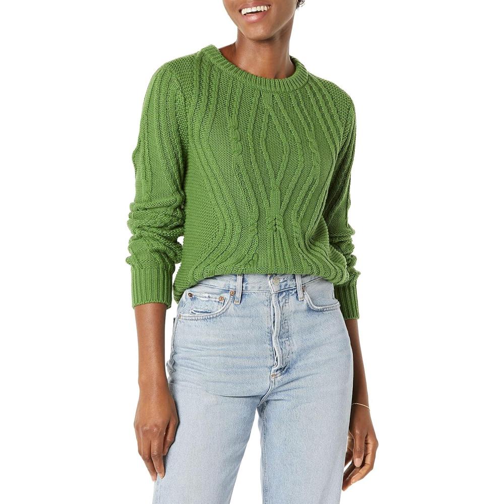 image:imageAmazon Essentials Femme Pull RasduCou Torsad 100 CotonVert