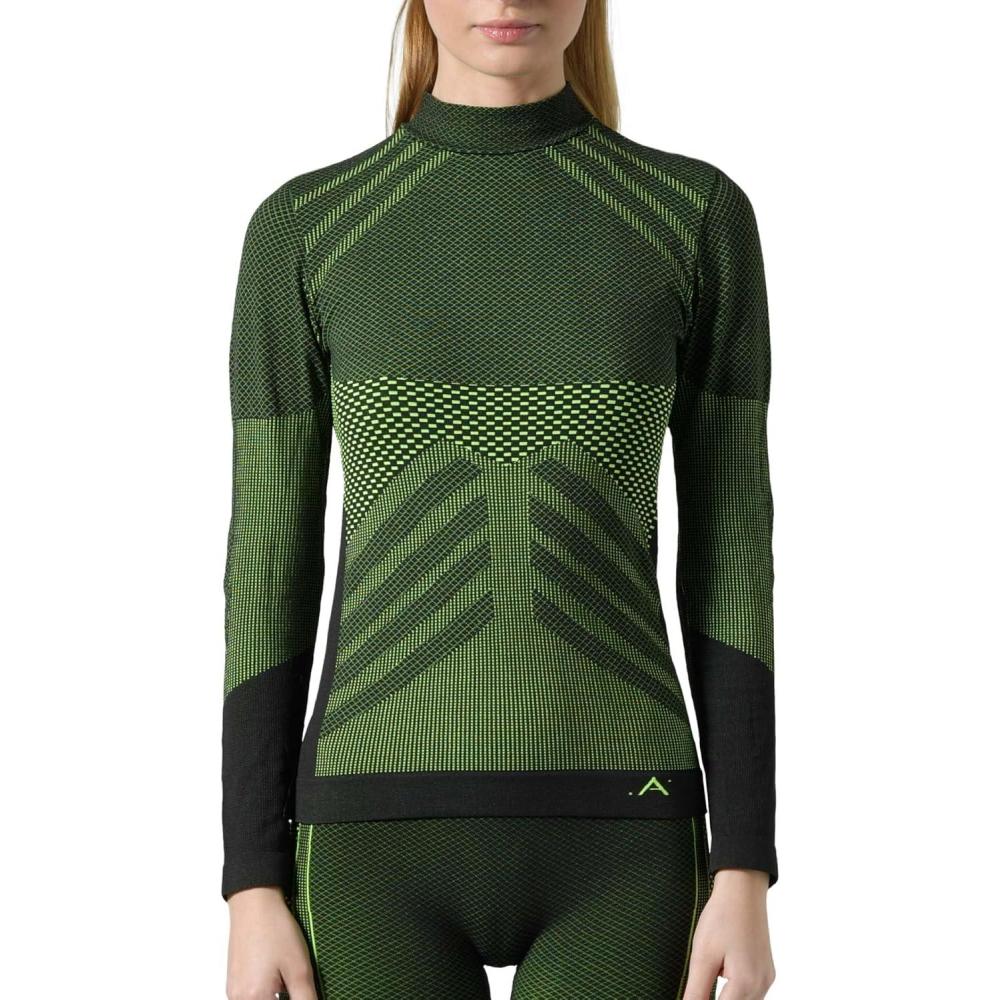 image:imageRisalti Debardeur Femme Thermique Manche Longue Energy sous Vtement Thermique Femme lastiques et Respirants Haut Thermique Femme Dbardeur Femme Tee Shirt Femme sans Couture Made in ItalyJaune Fluo Col Roul