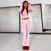 ABINGOO Femme Ensemble de 2 pièces s Crop Top et Taille Basse Pantalon Évasé Stretch Ensemble Yoga Femme Tenue de Sport Fitness(Rose)