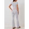 ABINGOO Femme Ensemble de 2 pièces s Crop Top et Taille Basse Pantalon Évasé Stretch Ensemble Yoga Femme Tenue de Sport Fitness(S-gris)