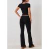 ABINGOO Femme Ensemble de 2 pièces s Crop Top et Taille Basse Pantalon Évasé Stretch Ensemble Yoga Femme Tenue de Sport Fitness(S-noir)