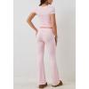 ABINGOO Femme Ensemble de 2 pièces s Crop Top et Taille Basse Pantalon Évasé Stretch Ensemble Yoga Femme Tenue de Sport Fitness(Z-rose)